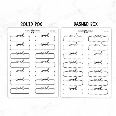 Read Script Quarter Label Box Planner Stickers // #TB-04