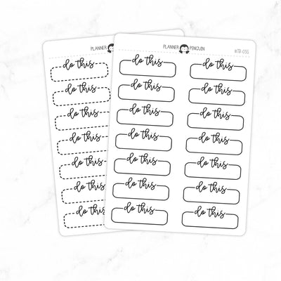 Do This Script Quarter Label Box Planner Stickers // #TB-03