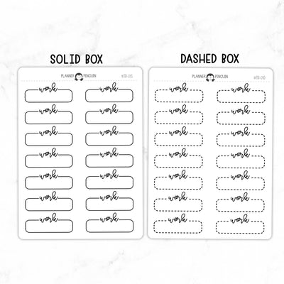 Work Script Quarter Label Box Planner Stickers // #TB-01