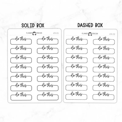 Do This Script Quarter Label Box Planner Stickers // #TB-03