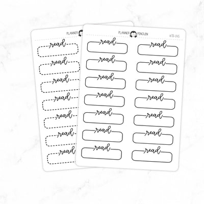 Read Script Quarter Label Box Planner Stickers // #TB-04