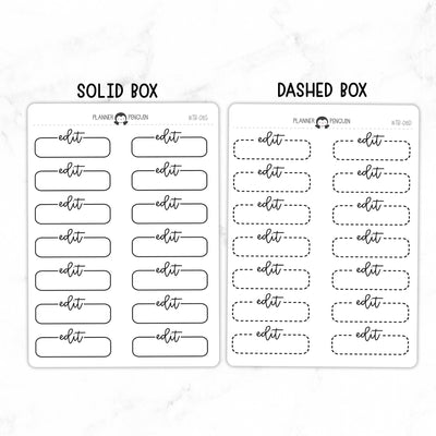 Edit Script Quarter Label Box Planner Stickers // #TB-08