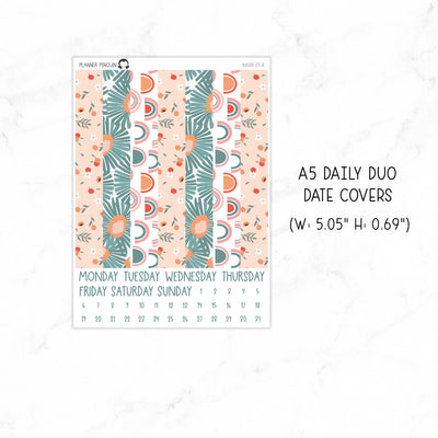 Peach Floral A5 Daily Duo Sticker Kit// #A5-03
