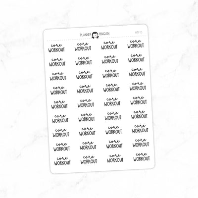 Core Workout Fitness Typography stickers// #TY-15