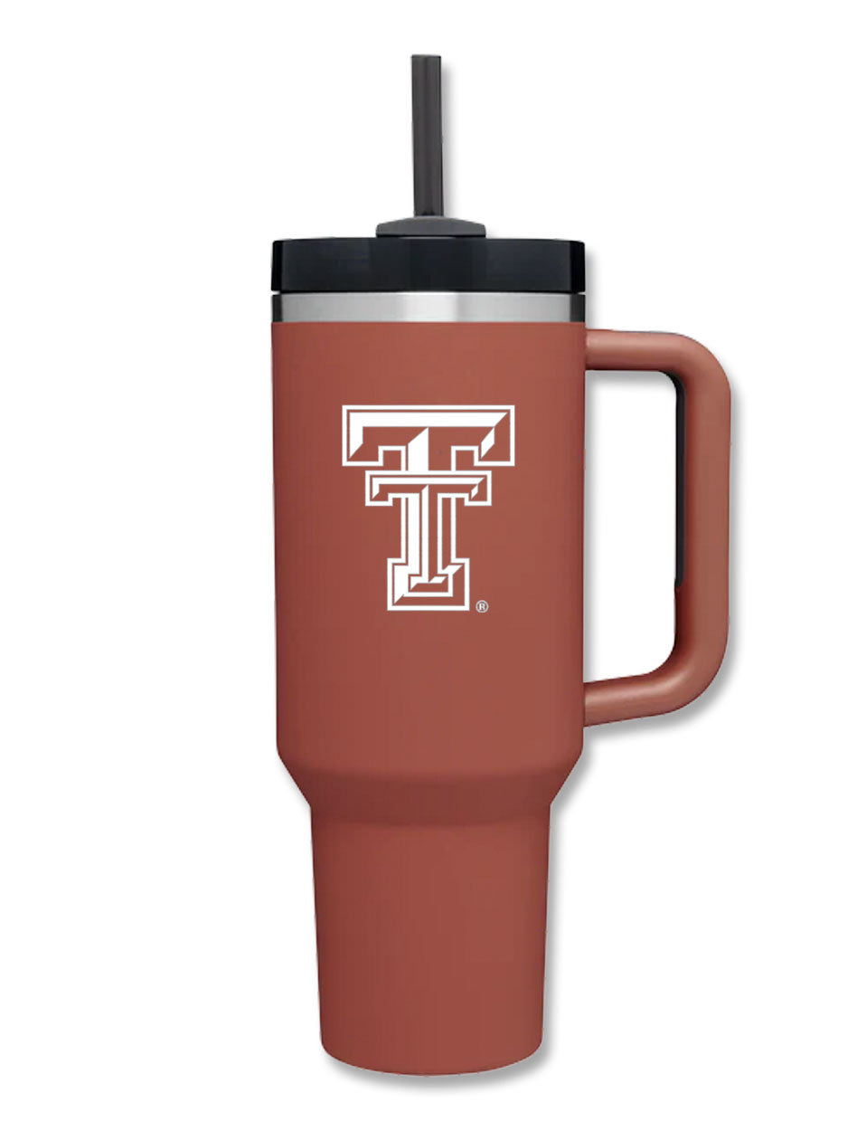 Texas Tech Let's Go Party 2.0 40 oz Pink Tumbler with Straw