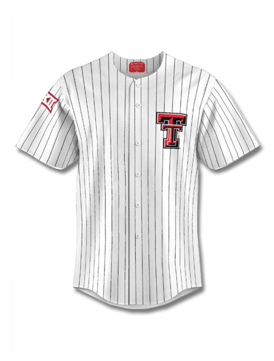 CUSTOM Texas Tech Red Raiders YOUTH White Pinstripe Baseball Jersey ...