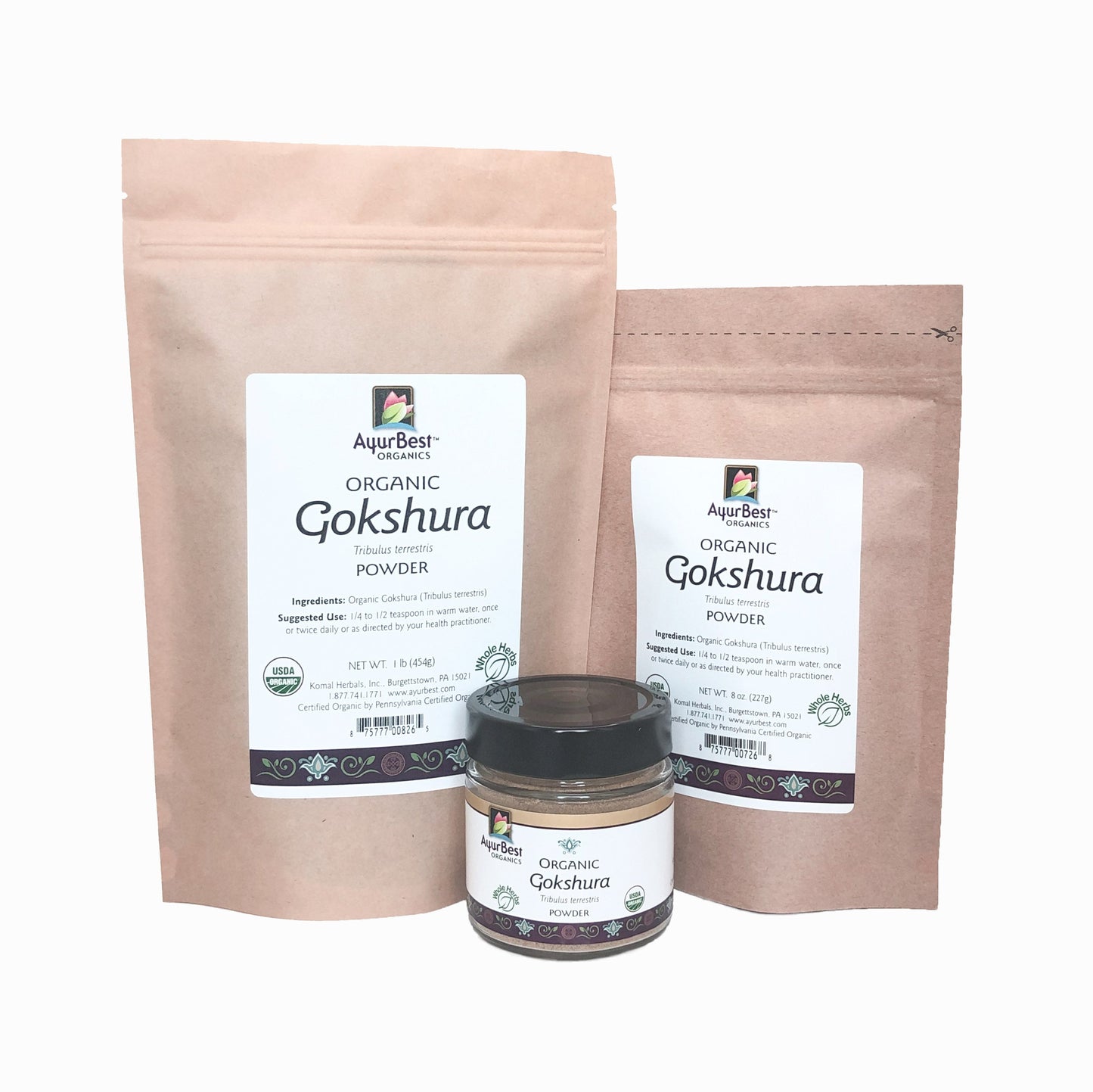 Wholesale Spices & Herbs - Gokshura Powder, Organic-Tribulus terrestris - 8oz (227g) Bag