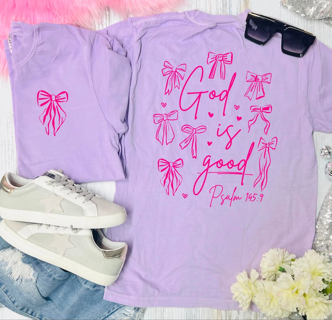 God is Good Coquette Bow Tee