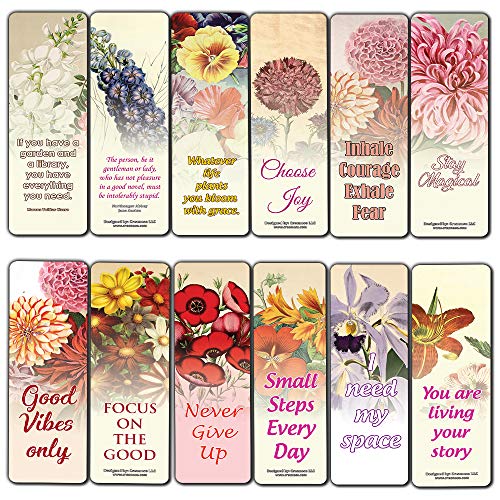 Creanoso Inspirational Sayings Pretty Flower Bookmarks (30-Pack) Ã¢â‚¬