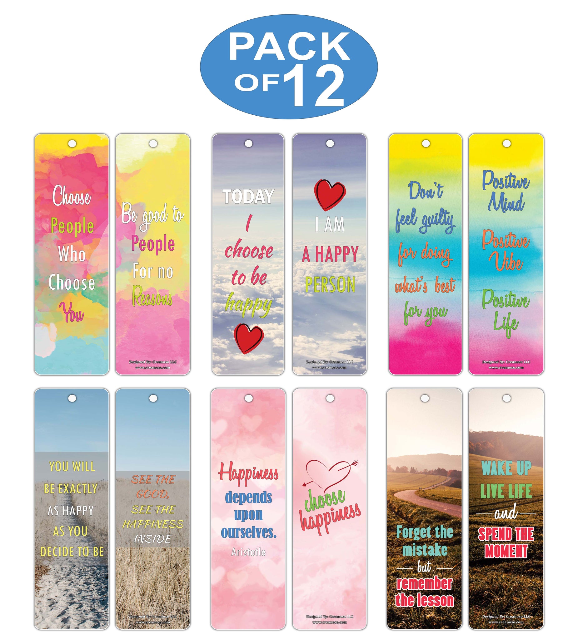 creanoso happiness life quotes positive sayings bookmark cards acaaeur