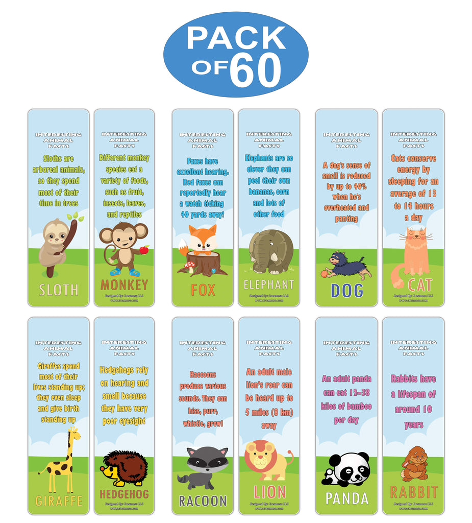 Creanoso Fun Facts Animal Bookmarks Series 3 60 Pack A A A œ Six As
