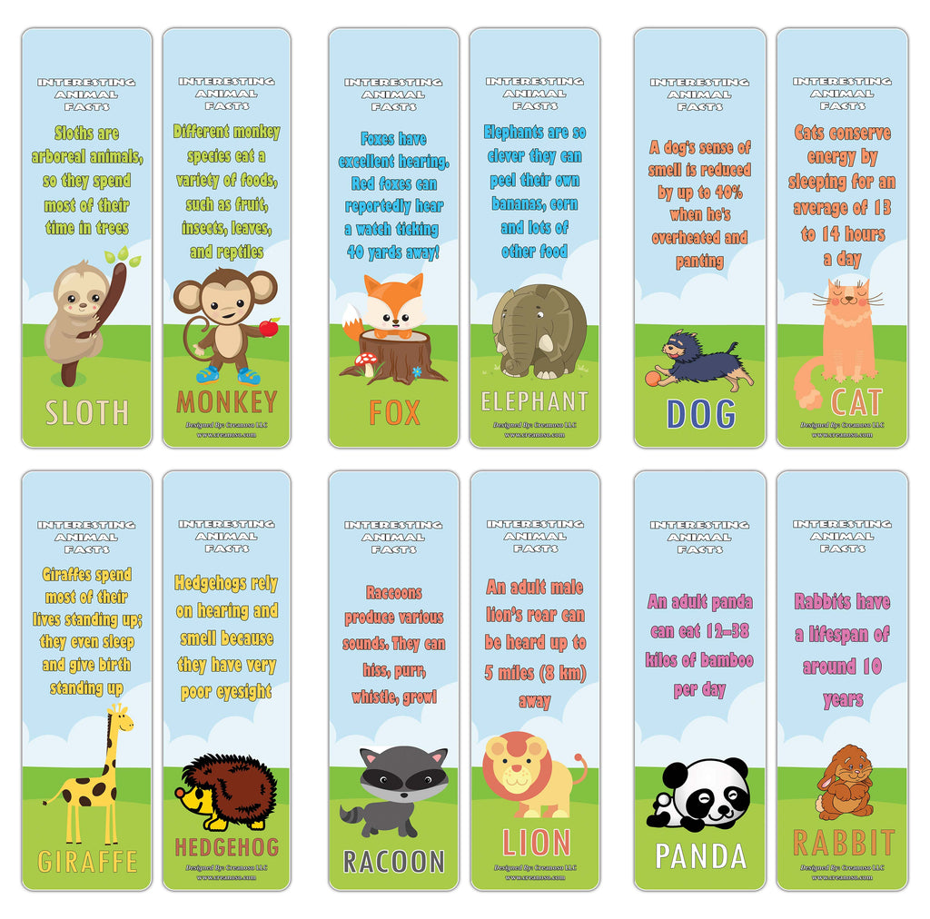 Creanoso Fun Facts Animal Bookmarks Series 3 60 Pack A A A œ Six As