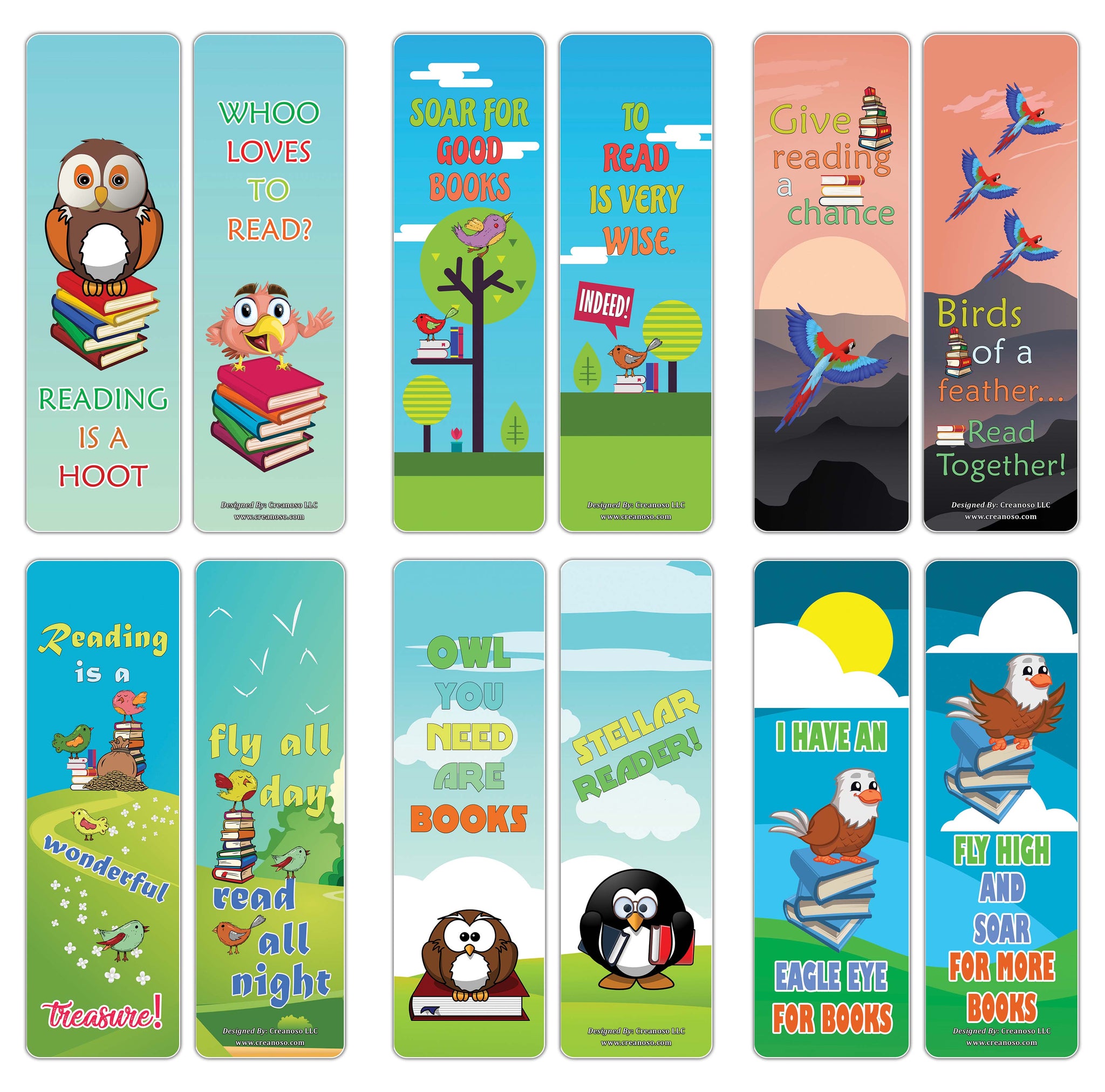 Creanoso Cute Sayings Birds Reading Bookmarks 30 Pack A A A œ Stock