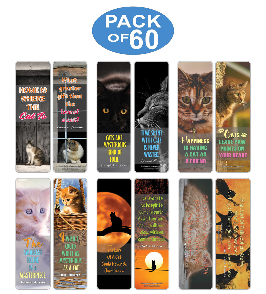 Creanoso Pet Quotes Bookmarks Series 2 Pet Cats 60 Pack Aƒa A A Sa