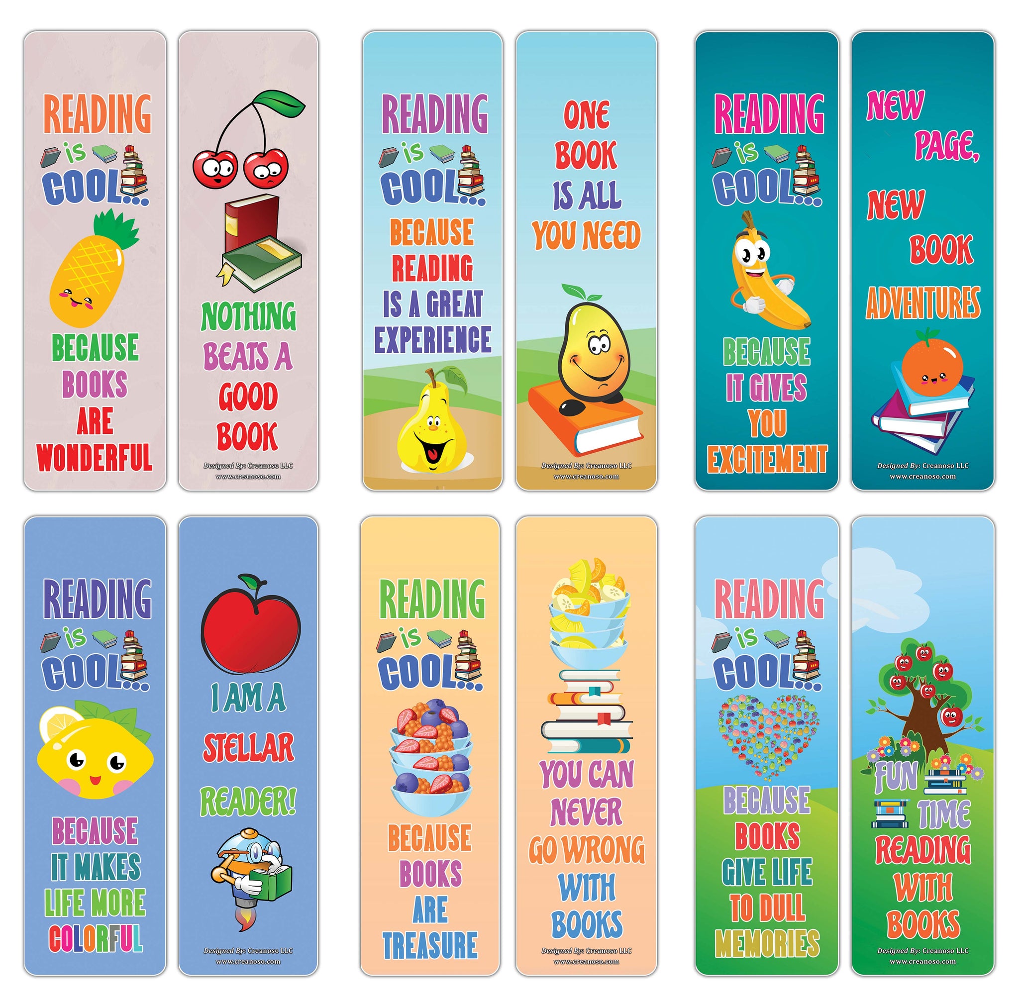 Creanoso Cool Fruit Reading Sayings Bookmarks A A A œ Cool Gift Token