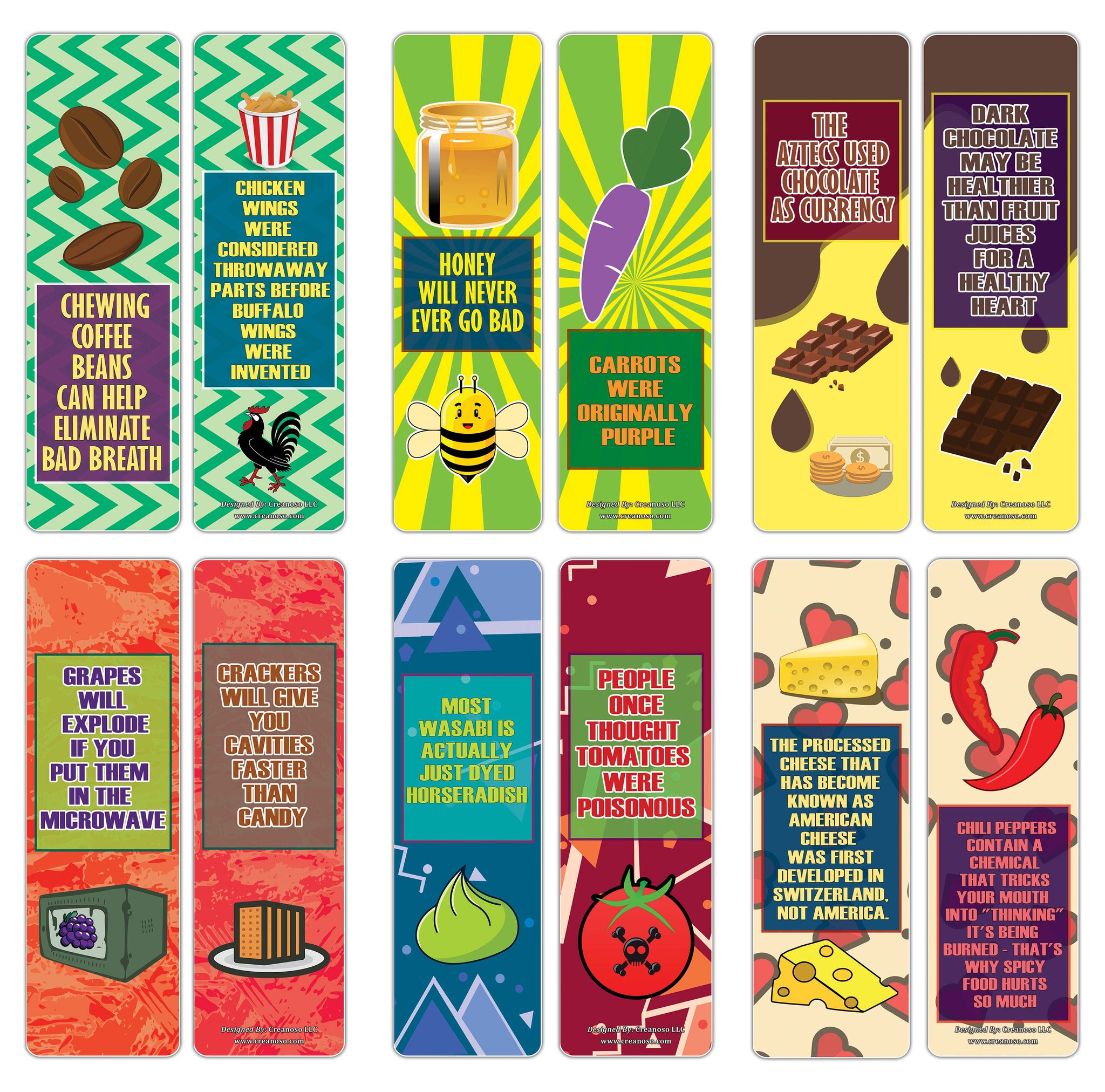 Creanoso Food Facts Bookmarks For Kids Series 2 60 Pack Aƒa A A Sa A