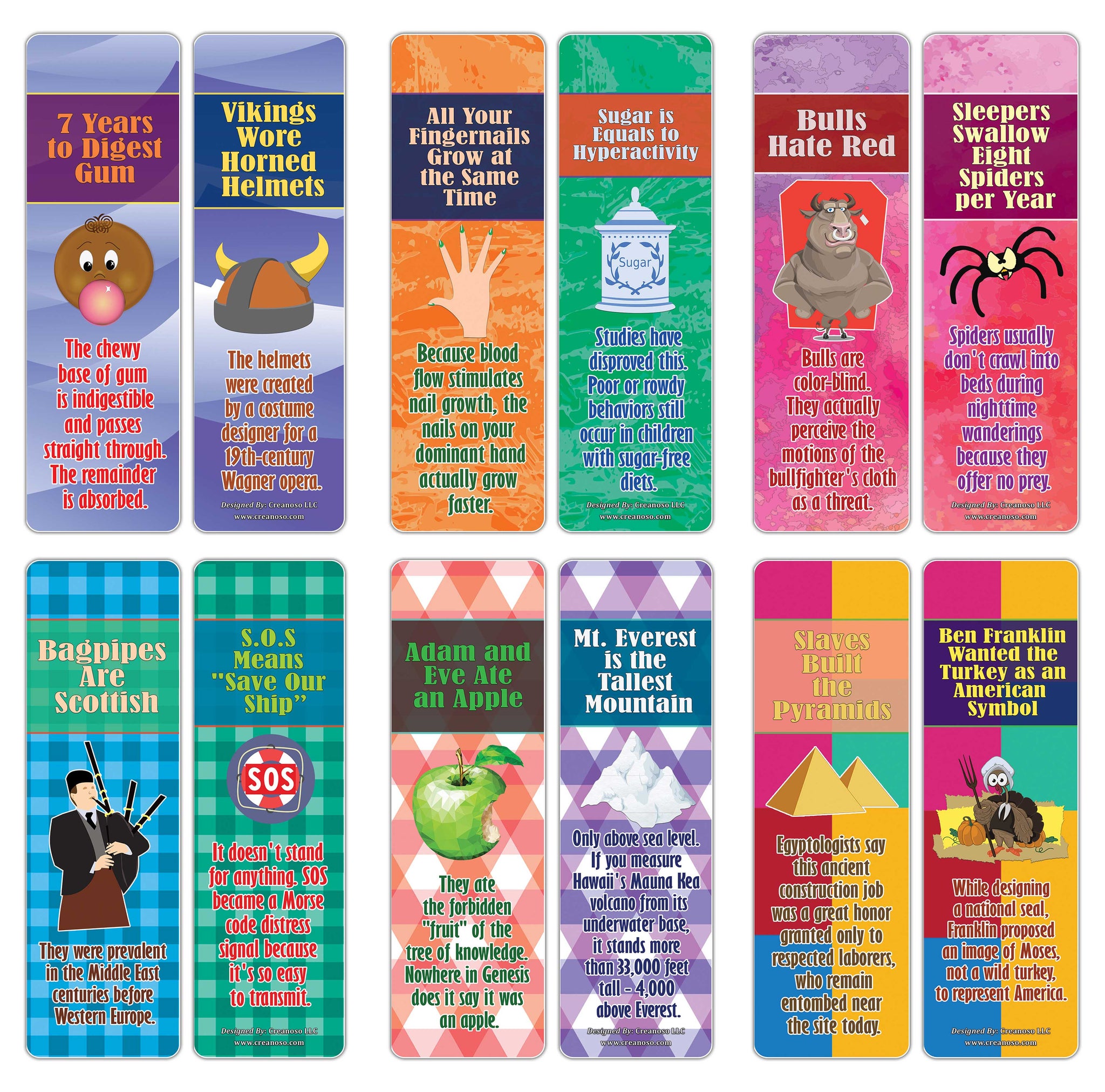 Creanoso Educational Myth And Facts Learning Bookmarks Series 3 30 Pa