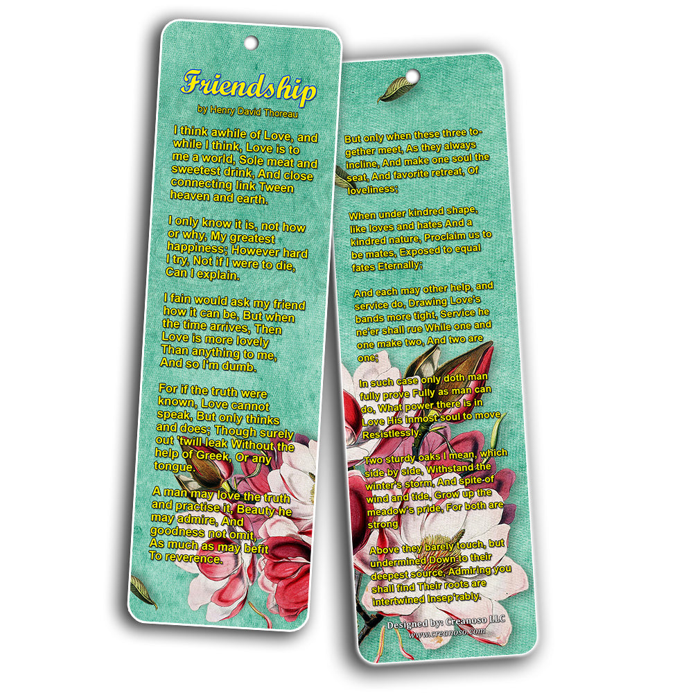 Famous Classical Short Poems Bookmarks Series 2 Friendship - 