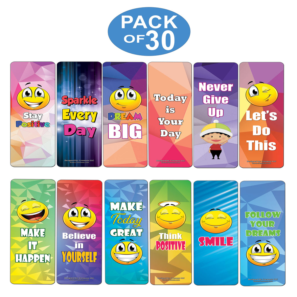 Creanoso Positive Sayings Emoji Bookmarks For Kids 30 Pack A A A œ