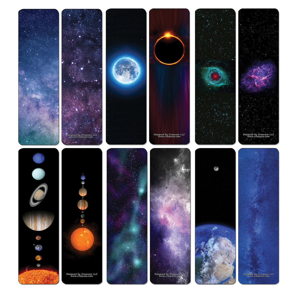 Creanoso Galaxy Bookmarks Series 3 - Colorful &amp; Unique Outer Space Des