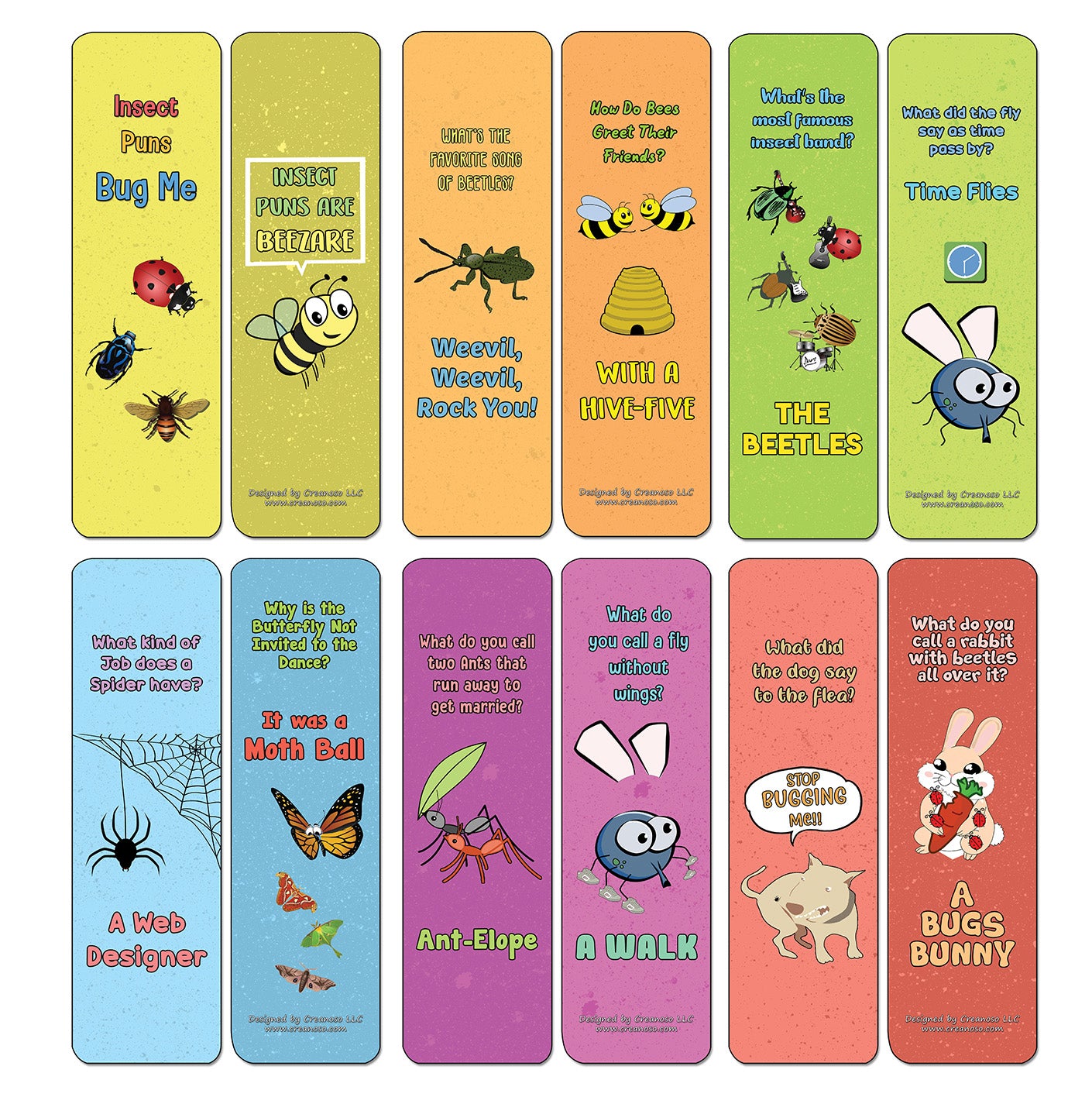 Creanoso Insect Puns Silly Hilarious Bookmarks Cards - Funny & Humorou