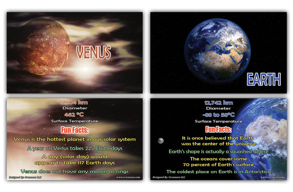Creanoso Amazing Facts About Planet and Universe Learning Cards â€“ Mini Educational Cards Set