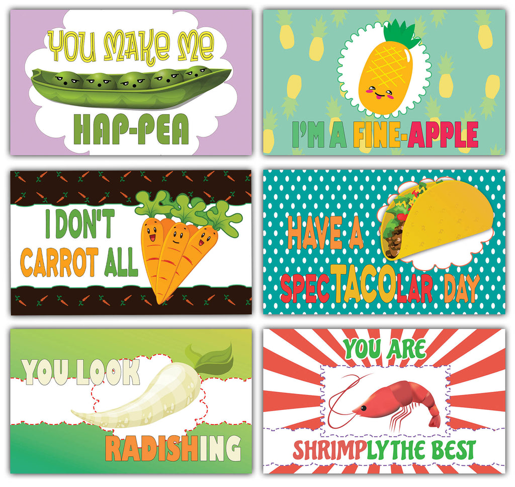 Creanoso Funny Food Puns Lunchbox Notecards Flashcards For Kids