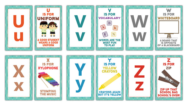 Creanoso English Alphabet Fun School Theme Abcs Flashcards â€“ 26 Lett