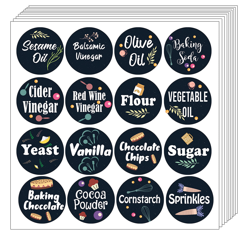 CNSST3015V Kitchen Ingredients Item Labels Text Stickers (Small Round ...