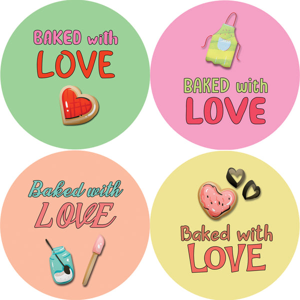 Creanoso Baked with Love Stickers - Amazing Party Favors Sticky Cards Pack