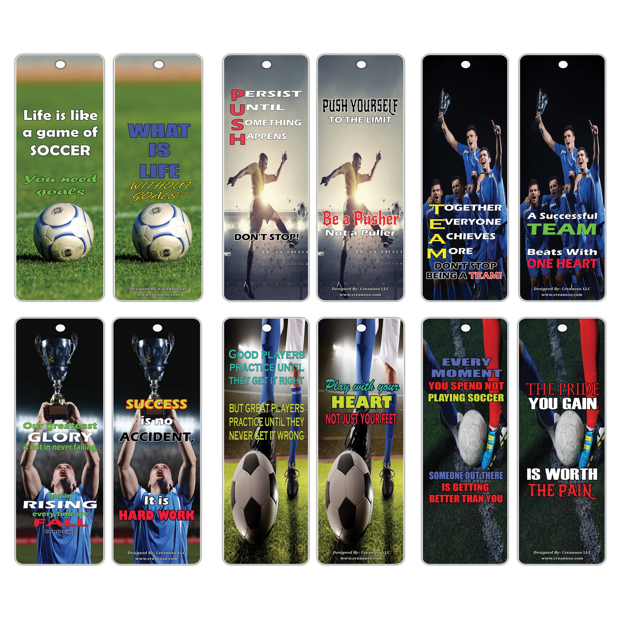 Creanoso Success Motivational Soccer Theme Bookmarks A A A œ Sports