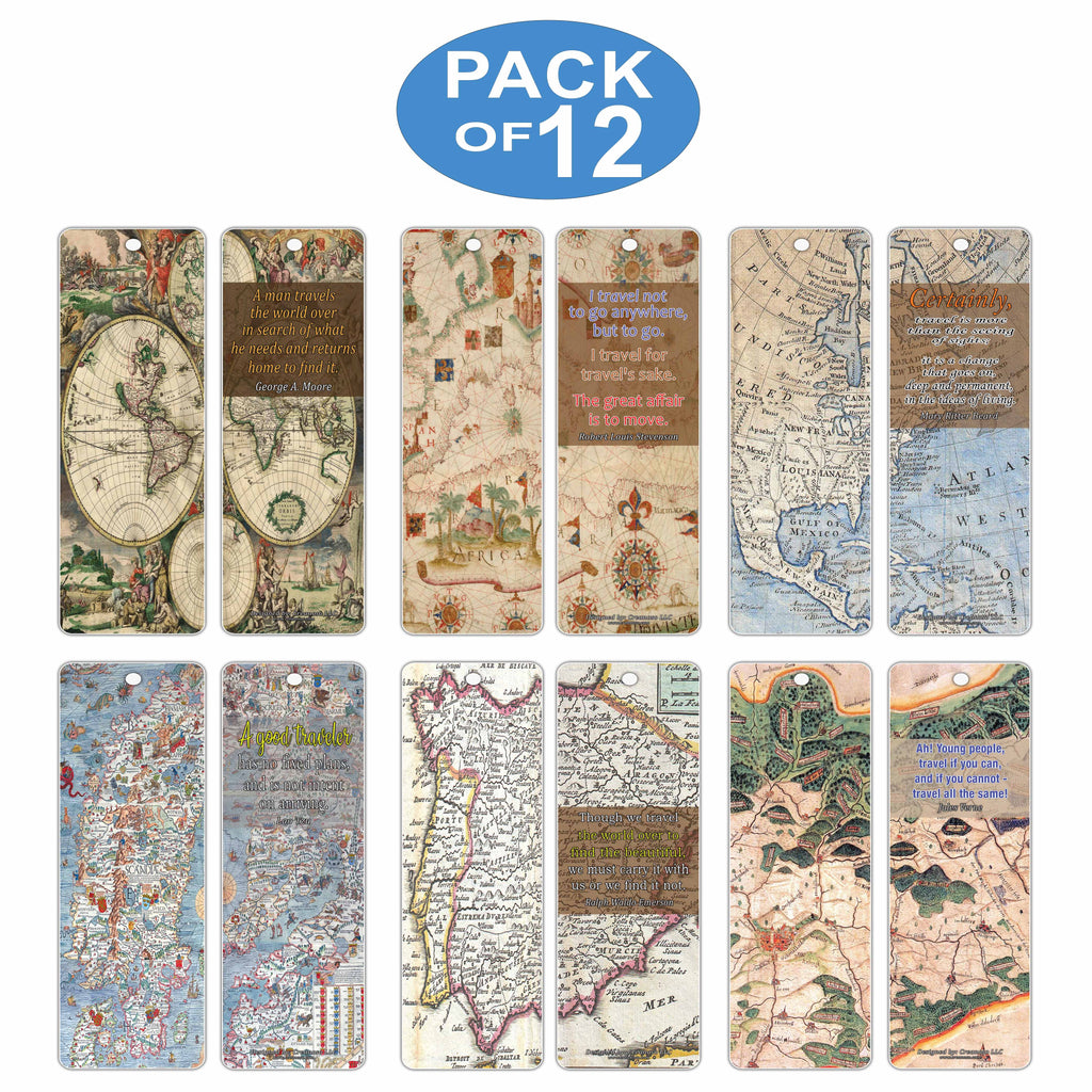 Creanoso Vintage Map Bookmarks 12 Pack Aƒa A A Sa A A A Antique Tr