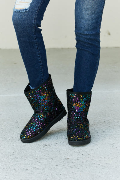 Forever Link Multicolored Sequin Snow Boots