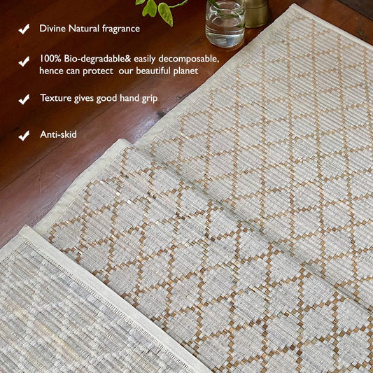 Natural Fibre Dharba grass Meditation Mat with Handloom made, Eco Friendly, 30L x 20W inch