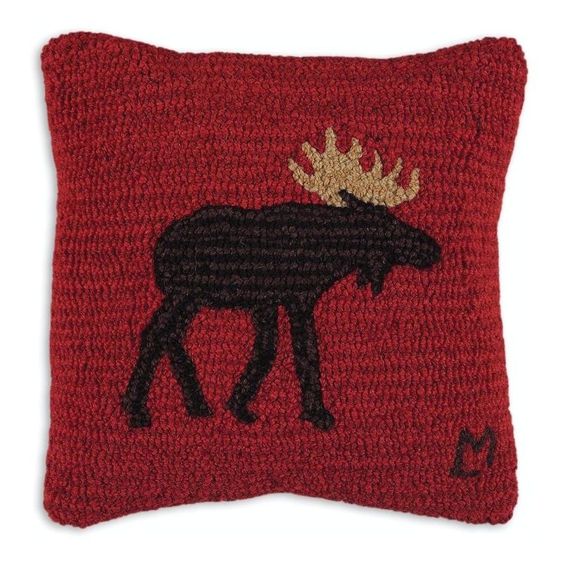 Aztec Deer Bust Embroidered Burlap Throw Pillow, 18x18