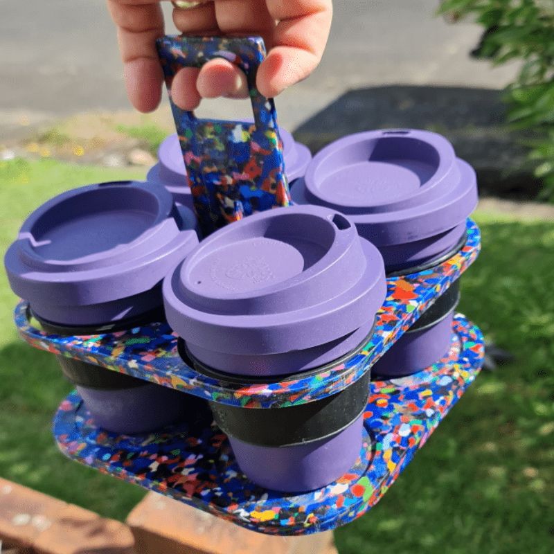 Reusable takeaway cup tray – coffee cup carrier holder made by Upcycler, My Green Stuff