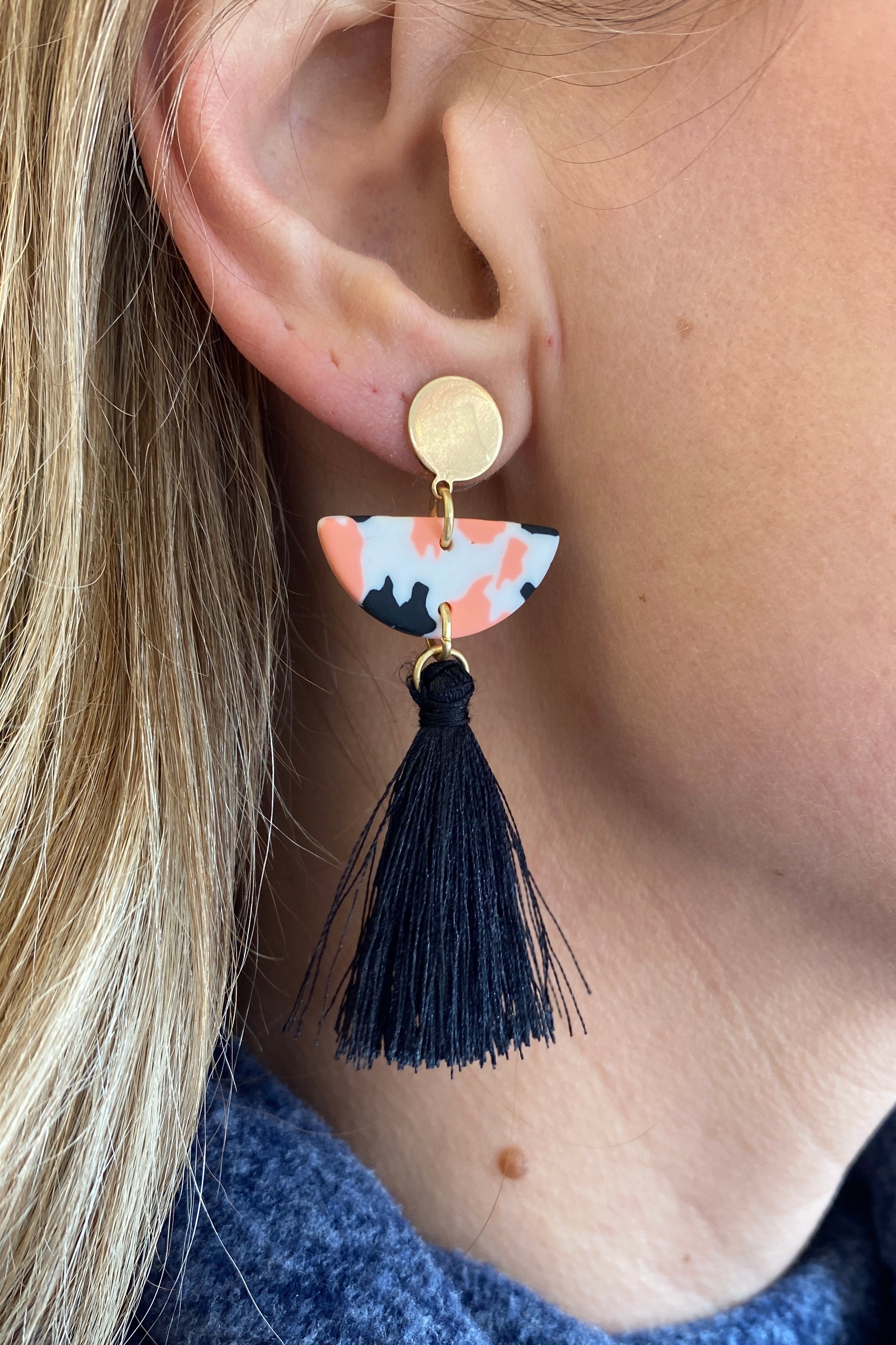 semi circle tassel earrings