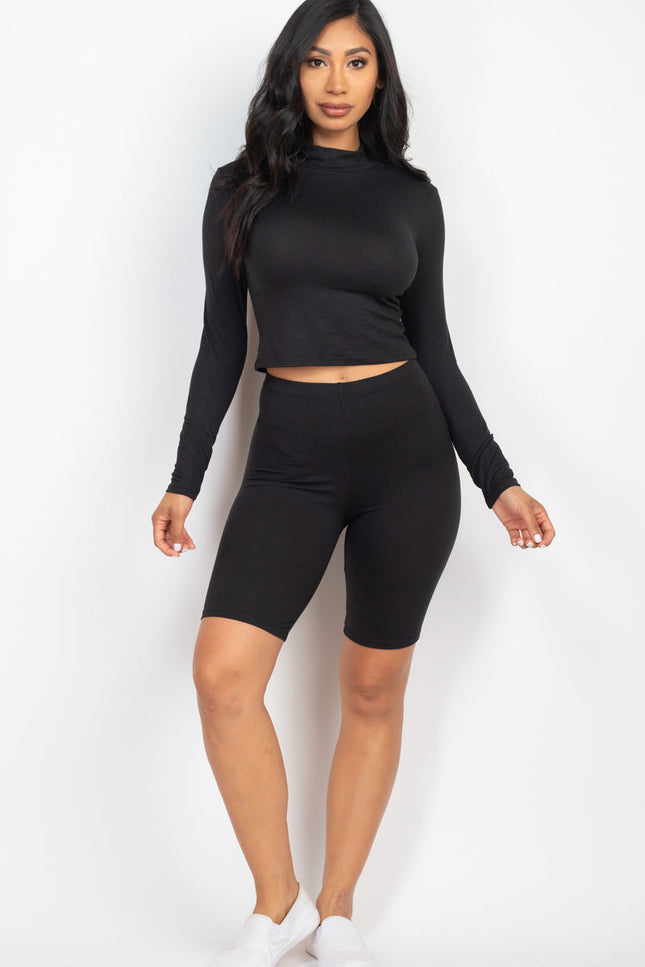 Side Striped Long Sleeve Crop Top & Leggings Set (CAPELLA)