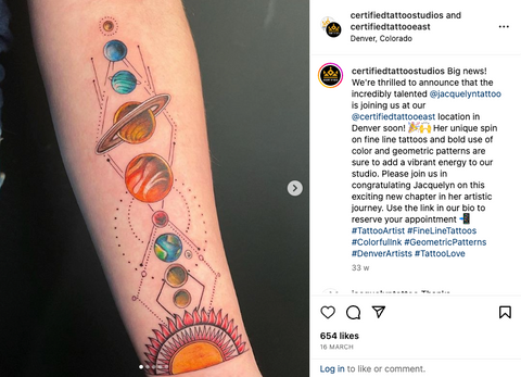tatouage geometrique systeme solaire