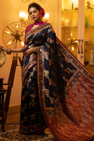 Blue Banarasi Silk Saree