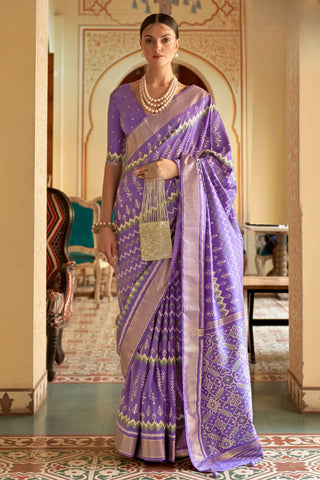 Mauve Zari Border Patola Saree