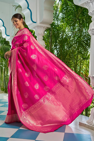 Pink Magenta Paithani Soft Silk Premium Saree
