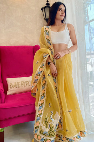 Marigold Organza Silk Saree