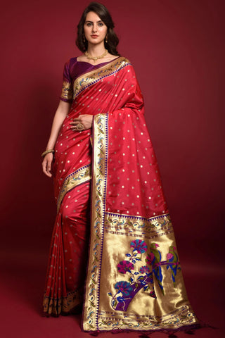 Red Paithani Silk Saree