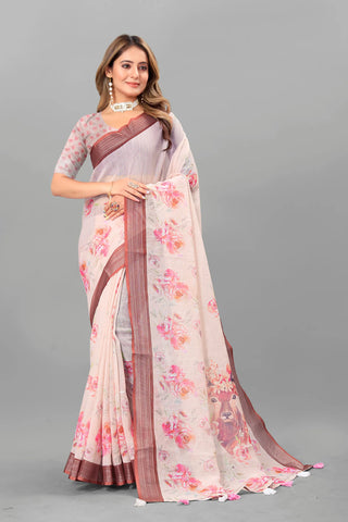 Oyster Pink Cotton Saree