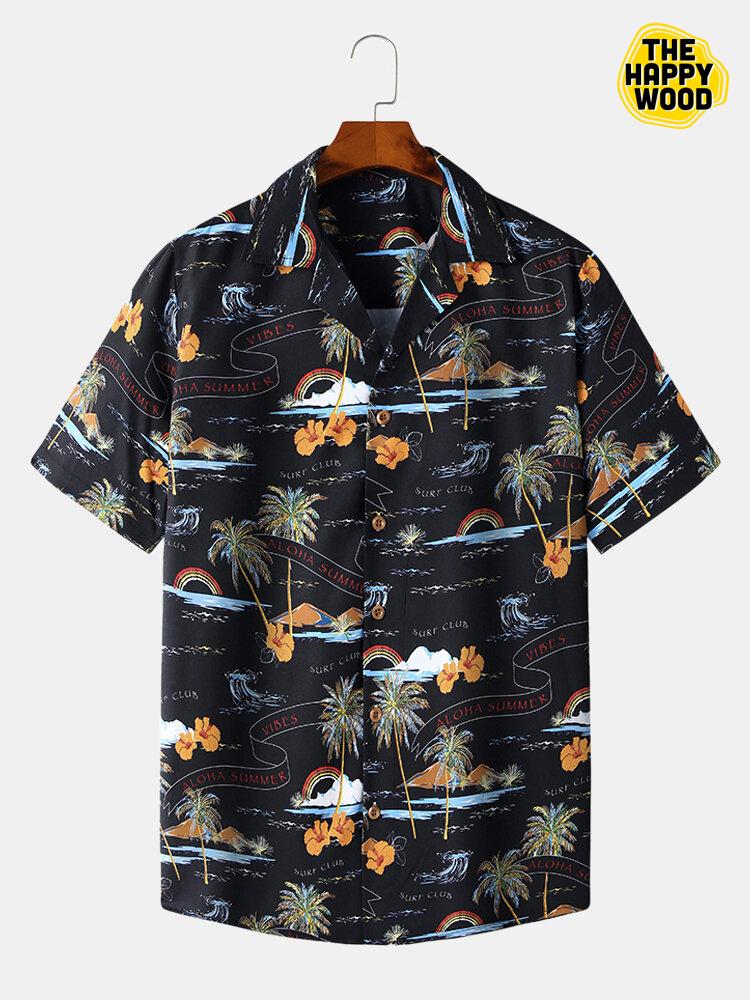 Tropical Landscape Print Hawaiian Hawaii Shirt{Size}