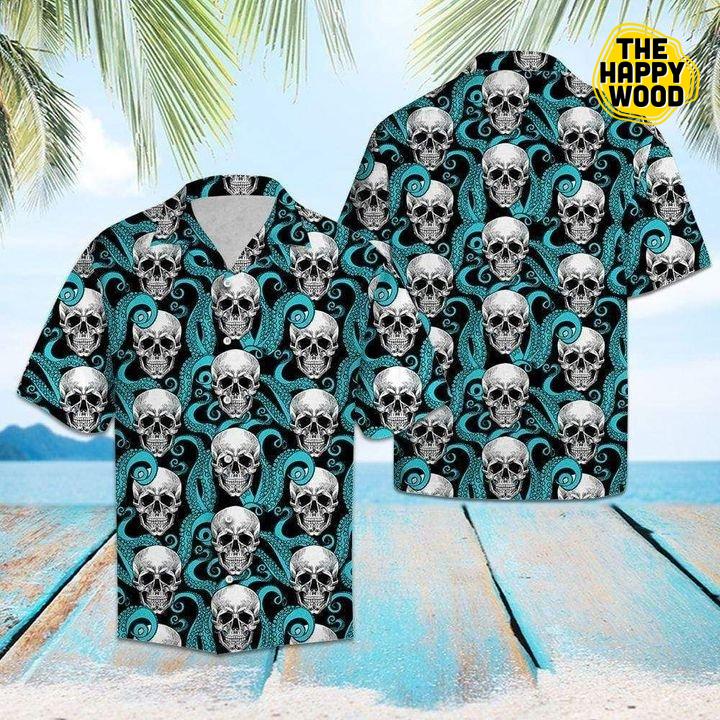 Tropical Skull Octopus Hawaiian Hawaii Shirt{Size}