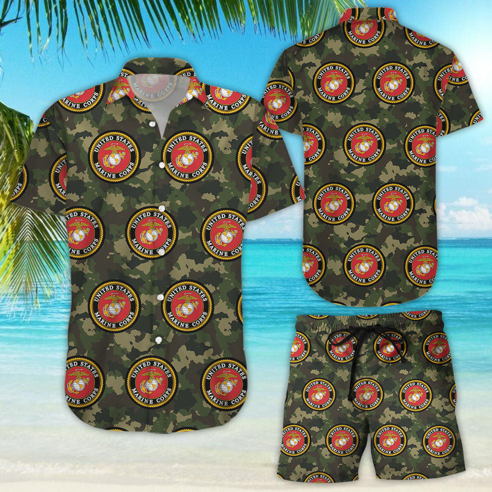 Veteran Us Marine Corps Logo Hawaiian Shirts #Kv{Size}