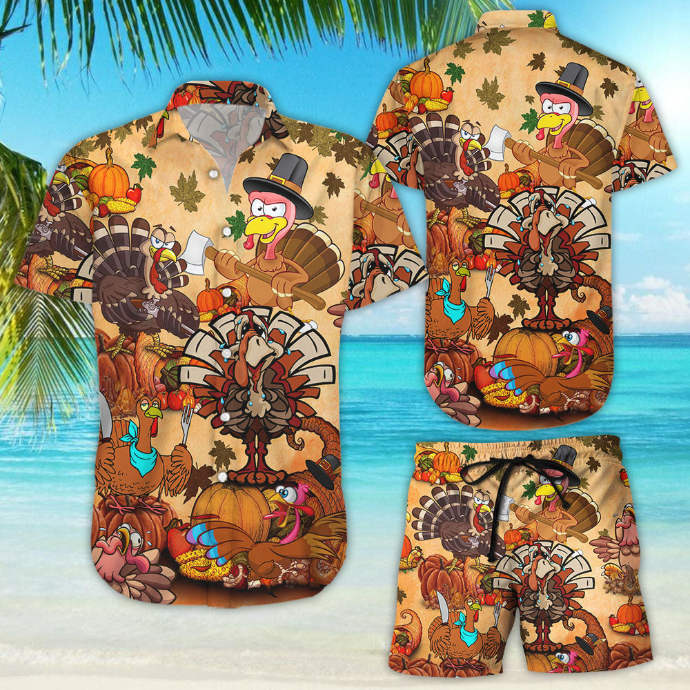 Turkey Hawaiian Shirt - Funny Turkey Chef Button Down Shirt - Gifts For Turkey Lovers{Size}