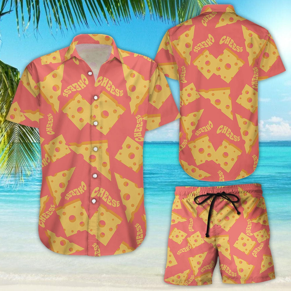 Sliced Cheese MenâS All Over Print Hawaiian Shirt - Beach Themed Birthday Gift Ideas{Size}